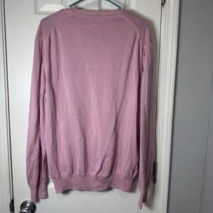 Zara Dusty Pink/Mauve Cotton Knit V-neck Sweater Pullover Men's XL